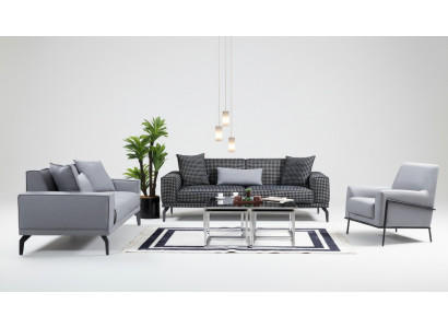 Grau Sofagarnitur Komplett Couchgarnitur Polstersofa Stoffsofa Sofa