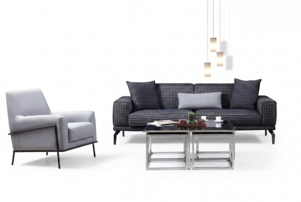 Polstersofa Komplette Canapé-Set Sofa-Set Gro Sëtz Stoffsofa