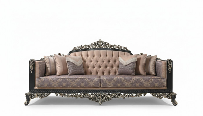 Dräisëtzer Sofa 3 Sëtzer Polstersofa Stoffsofa Béisch Barock Couchen