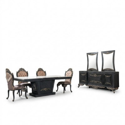 Iessgrupp Iesszëmmer Iessdësch Still Holz Set 12-tlg Gro Barock Sideboard