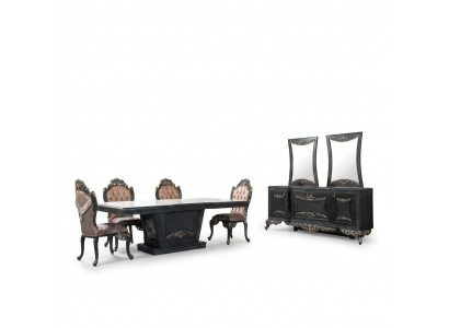 Iessgrupp Iesszëmmer Iessdësch Still Holz Set 12-tlg Gro Barock Sideboard