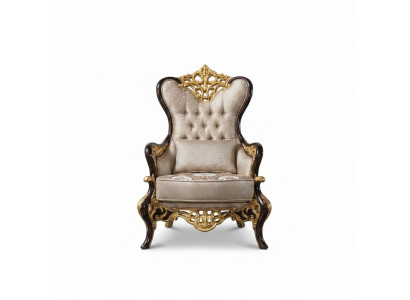 Ohrensessel Canapé Beige Barock Still Sëtzgestell Poliester Wunnzëmmer