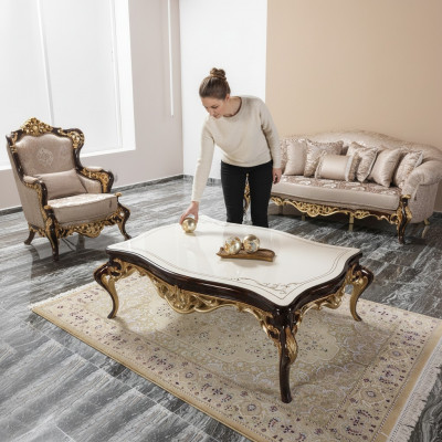 Wunnzëmmerdësch Couchtisch Bäistelltësch Konsole Beige Holz Dësch