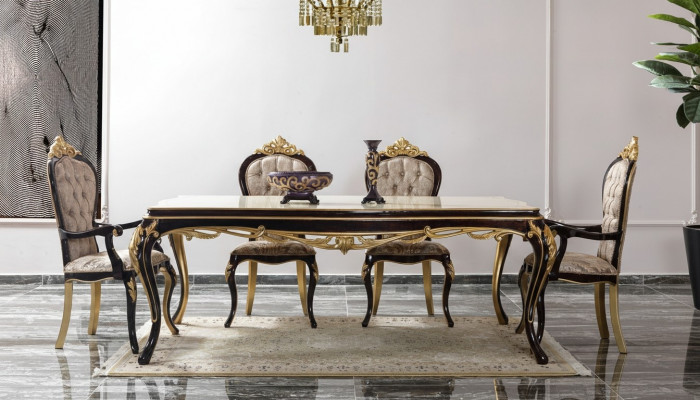 Iessgrupp Iesseck Iesszëmmer Iessdësch Still Holz 9tlg Brong Barock
