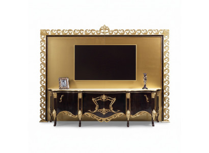 TV Stand Sideboard RTV Lowboard Holz Gold Wunnzëmmer Dësch Luxus