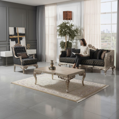 Polstersofa Garnitur Sofagarnitur Dräisëtzer Still Stoff Sofa Gro Tisch 3tlg