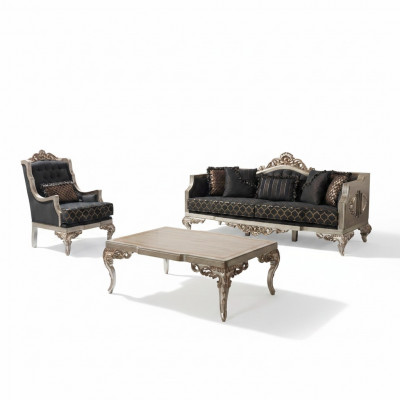 Polstersofa Garnitur Sofagarnitur Dräisëtzer Still Stoff Sofa Gro Tisch 3tlg