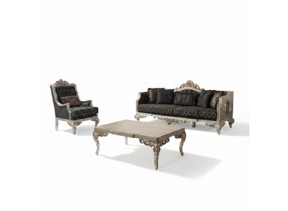 Polstersofa Garnitur Sofagarnitur Dräisëtzer Still Stoff Sofa Gro Tisch 3tlg