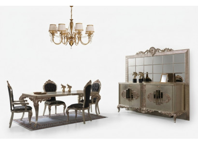 Luxus Iessgrupp Sideboard Iesszëmmer Iessdësch Still Holz 10tlg Beige