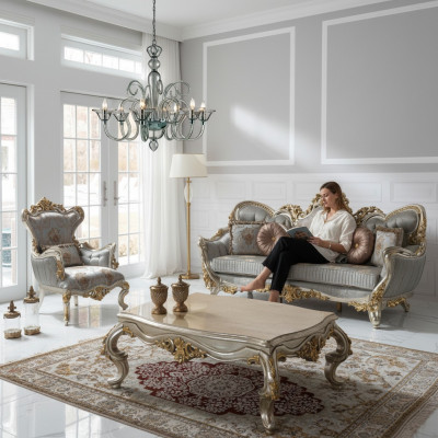 Polstersofa Garnitur Sofagarnitur Dräisëtzer Fauteuil Stoff Sofa Blo Sofas