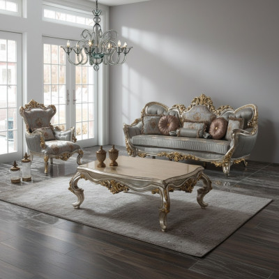 Polstersofa Garnitur Sofagarnitur Dräisëtzer Fauteuil Stoff Sofa Blo Sofas
