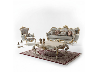 Polstersofa Garnitur Sofagarnitur Dräisëtzer Fauteuil Stoff Sofa Blo Sofas