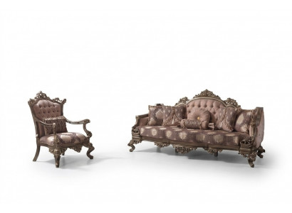 Polstersofa Chesterfield Garnitur Sofagarnitur Stoff Sofa Beige Set Canapé