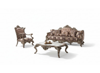 Couch Sofagarnitur Dräisëtzer Fauteuil Sofa Garnitur Beige Polstersofa