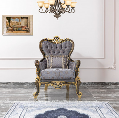 Chesterfield Sofa-Garnitur Polstersofa Sofa Blo Dräisëtzer Fautteuil Set