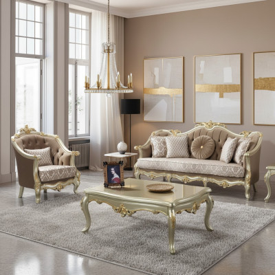 Couch Sofasucht Drësëtz Sessel Sofa Garnitur Beige Polstersofa
