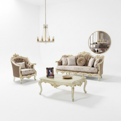 Couch Sofasucht Drësëtz Sessel Sofa Garnitur Beige Polstersofa