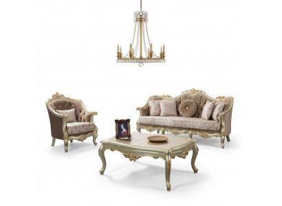 Stoffcouch Polstercouch Garnitur Sofagarnitur Beige Chesterfield Set