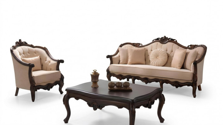 Polstersofa Sofa Sofasazgrupp Couch Stoffsofa Beige Chesterfield Set