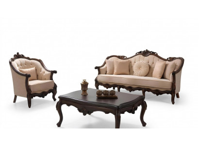 Polstersofa Sofa Sofasazgrupp Couch Stoffsofa Beige Chesterfield Set