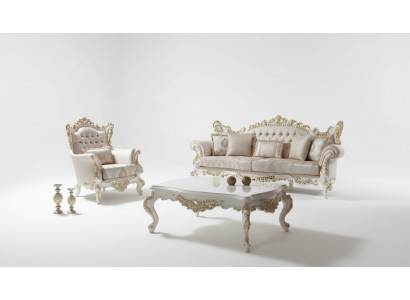 Luxus Sofa-Garnitur Komplett Couchgarnitur Beige Polstersofa Stoffsofa