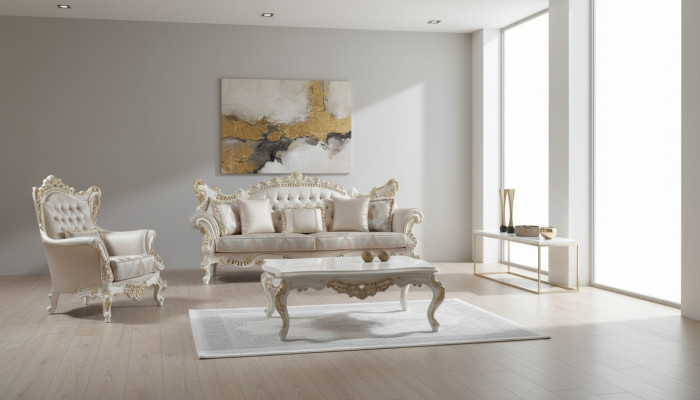 Polstersofa Komplett Couchgarnitur Sofagarnitur Beige Canapé Stoffcanapé