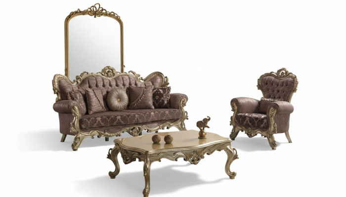 Chesterfield Kanapé Garnitur Polstersofa Sofa Canapé Lila Stoffsmaxime Set