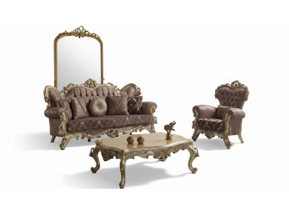 Chesterfield Kanapé Garnitur Polstersofa Sofa Canapé Lila Stoffsmaxime Set