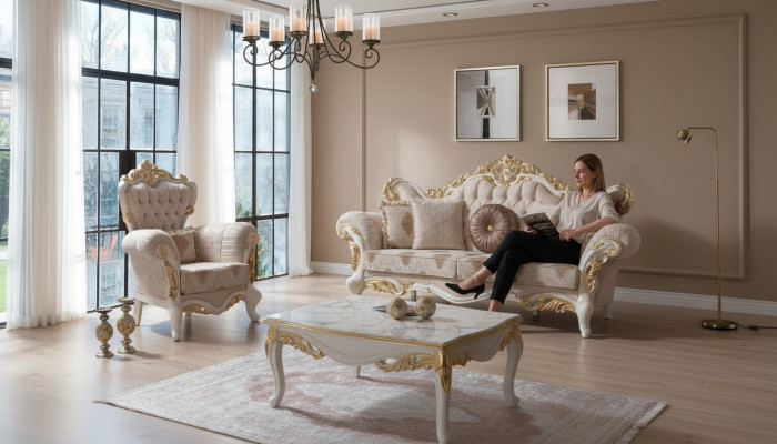 Polstersofa Komplett Couchgarnitur Sofagarnitur Beige Sofa Stoffsofa