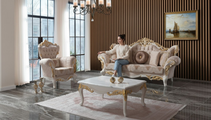 Luxus Canapégrupp Komplett Canapégrupp Beige Polstersofa Stoffsofa Sofa