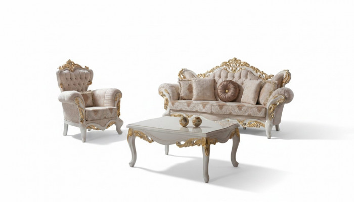 Luxus Canapégrupp Komplett Canapégrupp Beige Polstersofa Stoffsofa Sofa