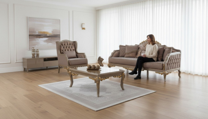 Canapé Komplette Couchgarnitur Sofagarnitur Sofa Stoffsofa Braun