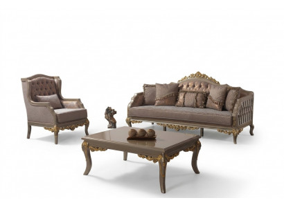 Canapé Komplette Couchgarnitur Sofagarnitur Sofa Stoffsofa Braun