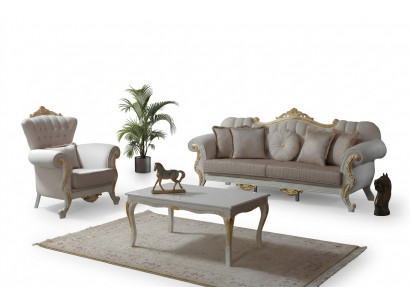 Luxus Sofagarnitur Komplett Couchgarnitur Beige Polstersofa Stoffsotfa