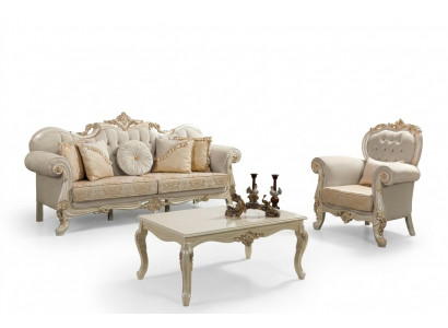 Canapé Polstersofa Sofa Sofagarnitur Stoffsofa Beige Chesterfield Set Canapéen