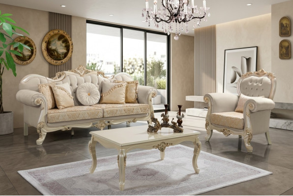 Luxus Sofasett Komplett Canapéset Beige Polstersofa Stoffsofa