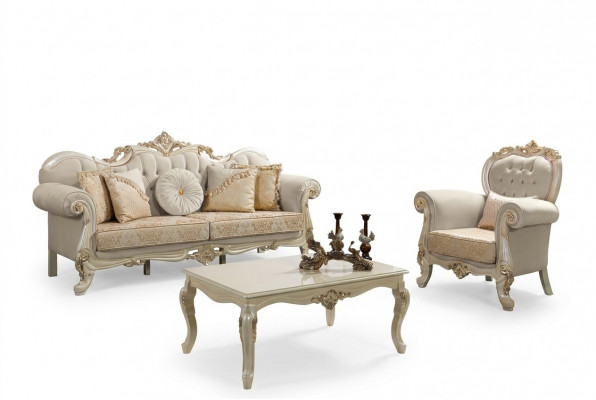 Luxus Sofasett Komplett Canapéset Beige Polstersofa Stoffsofa