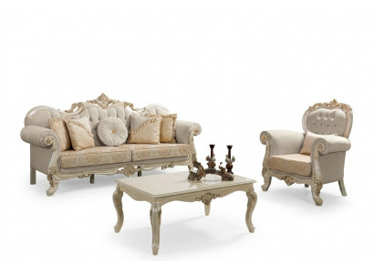 Luxus Sofasett Komplett Canapéset Beige Polstersofa Stoffsofa