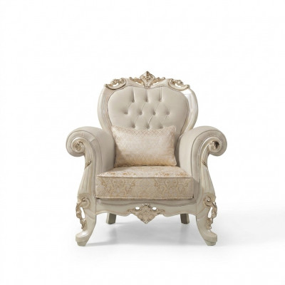 Een-Setzer Sessel Ouerensessel Setzer Stoff Beige Polyester Holz Barock