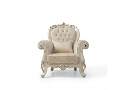 Een-Setzer Sessel Ouerensessel Setzer Stoff Beige Polyester Holz Barock