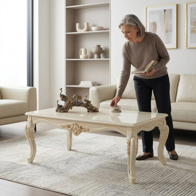 Couchtisch Wunnzëmmerdësch Säitendësch Konsolen Beige Holz Dësch