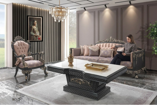 Luxus Komplette Canapé-Suite Sofagarnitur Stoffsofa Brong Polstersofa