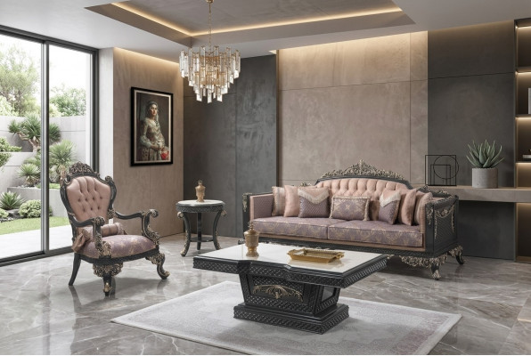 Luxus Komplette Canapé-Suite Sofagarnitur Stoffsofa Brong Polstersofa