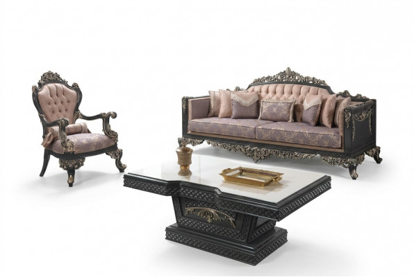 Luxus Komplette Canapé-Suite Sofagarnitur Stoffsofa Brong Polstersofa