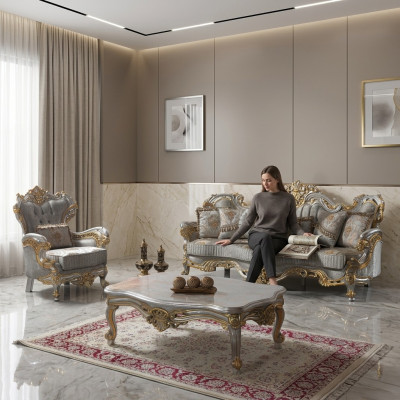 Couch Garnitur gepolstert Sofa Canapé Blo Stoff Canapé Garnitur Set.
