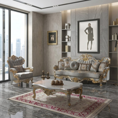 Couch Garnitur gepolstert Sofa Canapé Blo Stoff Canapé Garnitur Set.