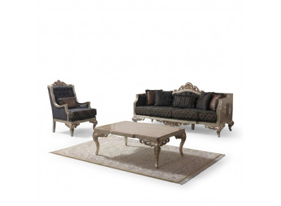 Wunnzëmmer Polstersëtzgrupp Polstersofa Sofa Chesterfield Set Gro Stoff