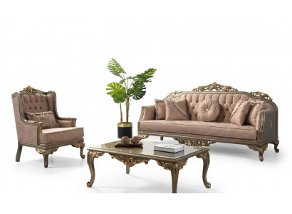 Luxus-Komplett-Couchgarnitur Sofagarnitur Stoffsofa Beige Polstersofa