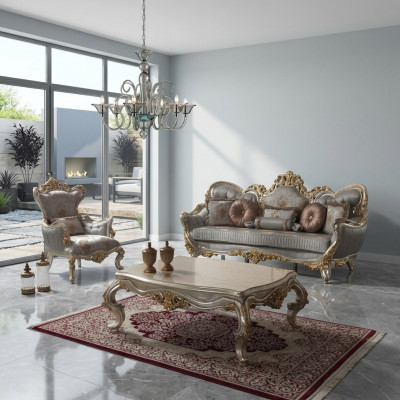 Luxus-Sofasët Komplett Couchsëtzt Grei Polstersofa Stoffsofa