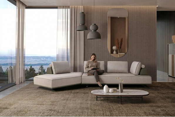 Ecksofa L Form Wunnzëmmer Sofa Polstersofa Gro Stoffsofa Couch Modern